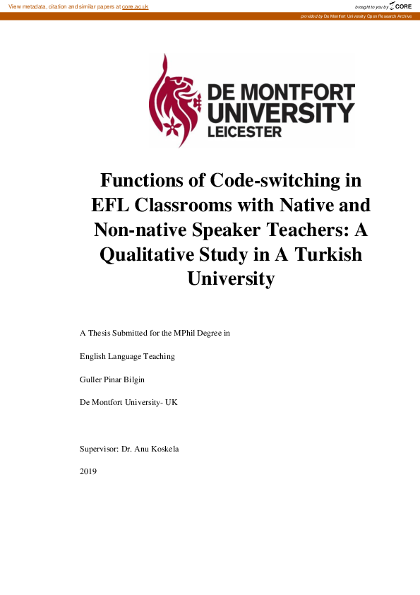 (PDF) Functions of Code-switching in EFL Classrooms with Native and Non ...