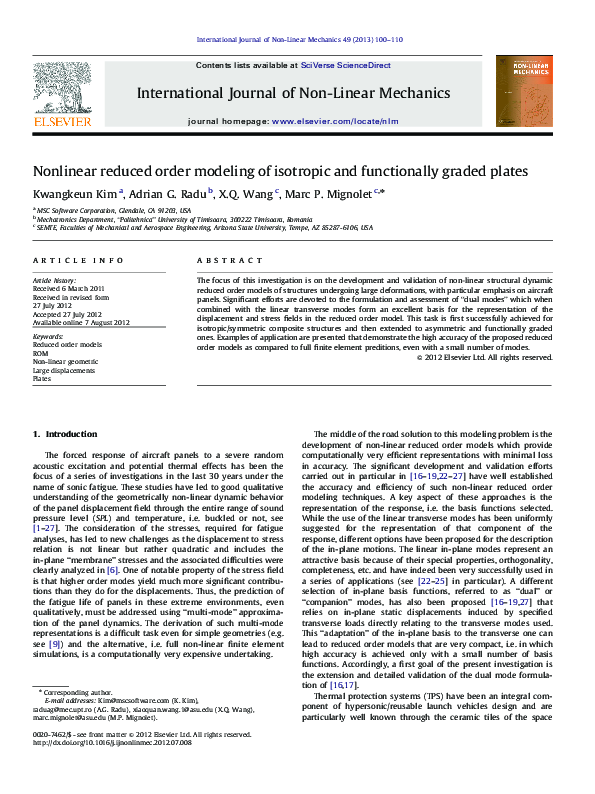 (PDF) Nonlinear reduced order modeling of isotropic and functionally ...