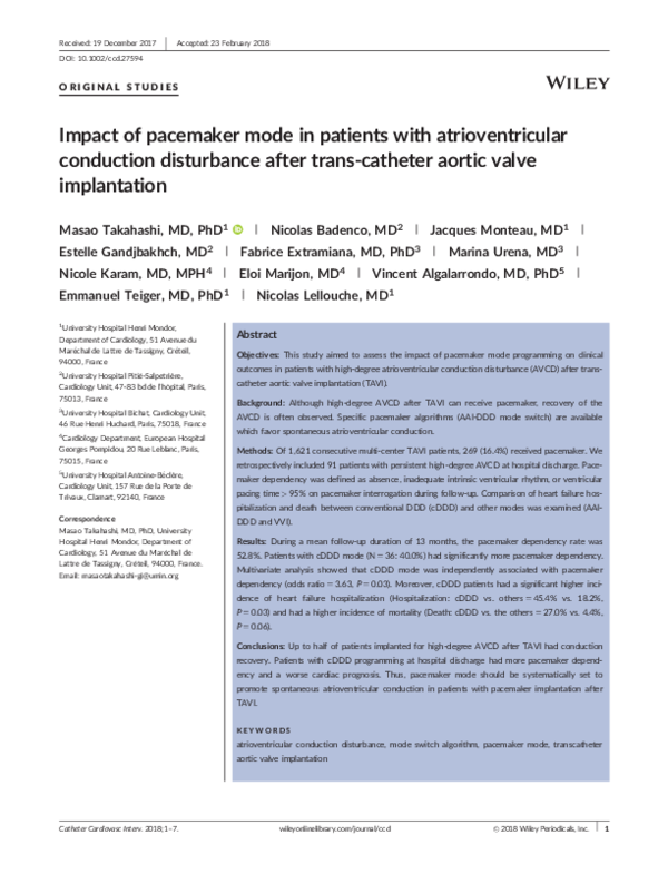 (PDF) Impact of pacemaker mode in patients with atrioventricular ...