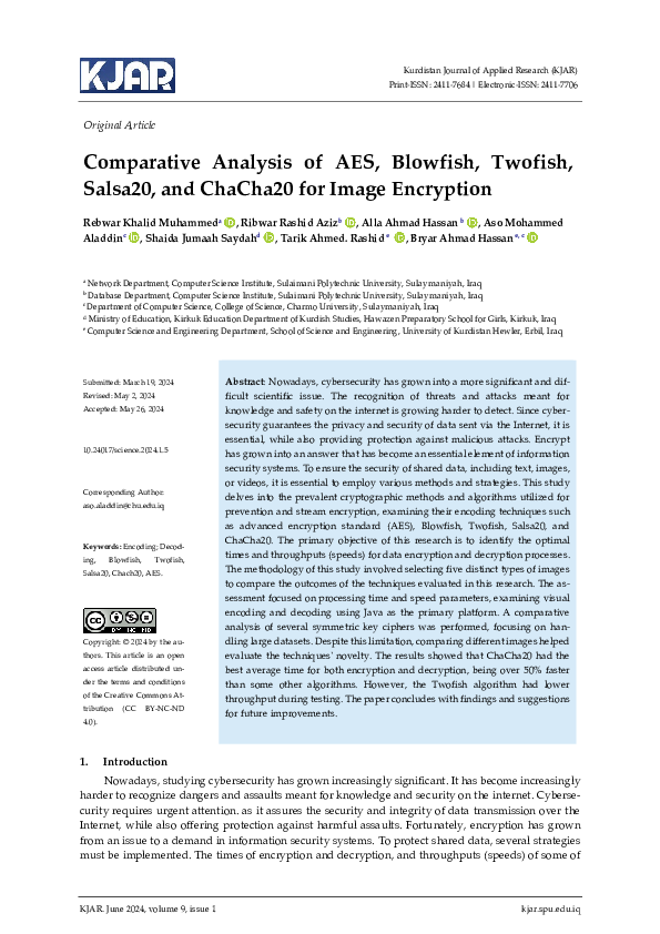(PDF) Comparative Analysis of AES, Blowfish, Twofish, Salsa20, and ...