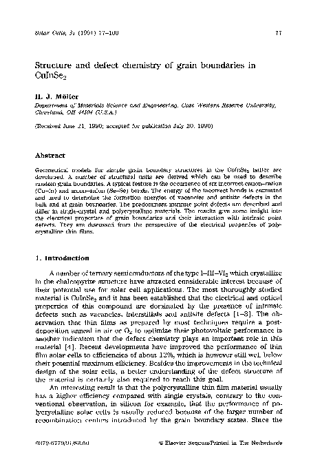 (PDF) Structure and defect chemistry of grain boundaries in CuInSe2