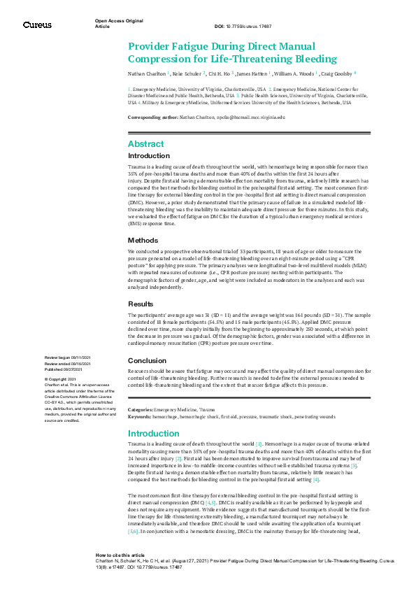 (PDF) Provider Fatigue During Direct Manual Compression for Life ...