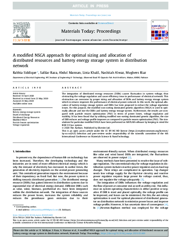 (PDF) A modified NSGA approach for optimal sizing and allocation of ...