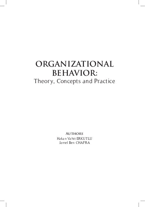 PDF) Organizational Behavior: Theory, Concepts and Practice