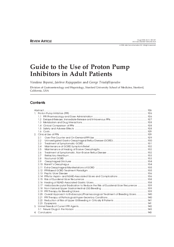 (PDF) Guide to the Use of Proton Pump Inhibitors in Adult Patients