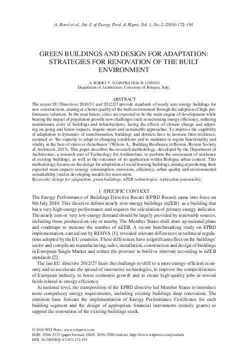 (PDF) Green buildings and design for adaptation: Strategies for ...