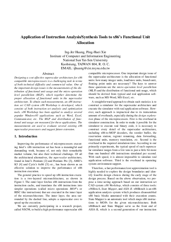 (PDF) Application of instruction analysis/synthesis tools to x86's ...