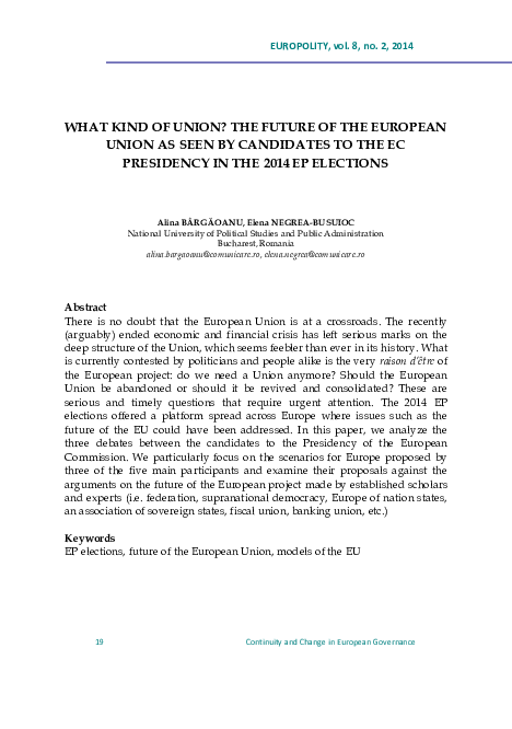 (PDF) What Kind of Union? The Future of the European Union as Seen by ...