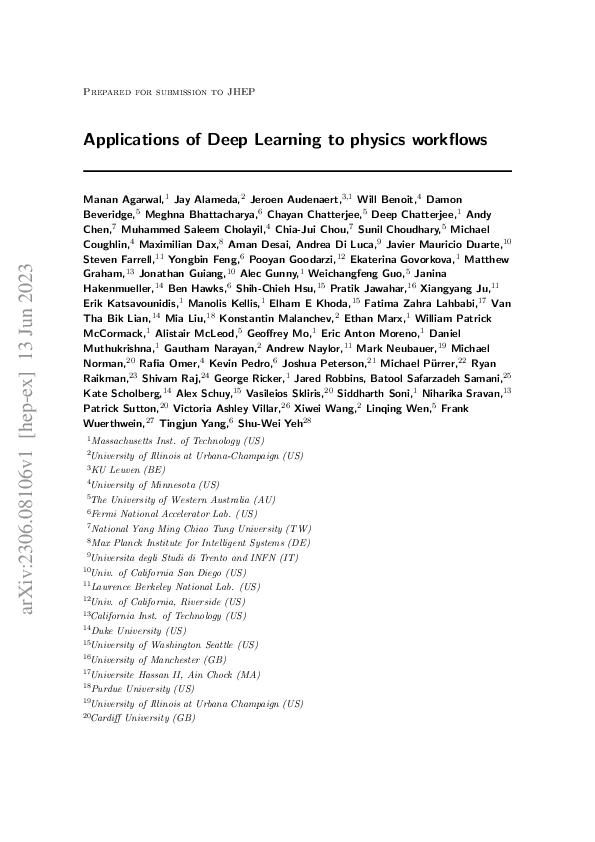 (PDF) Applications of Deep Learning to physics workflows
