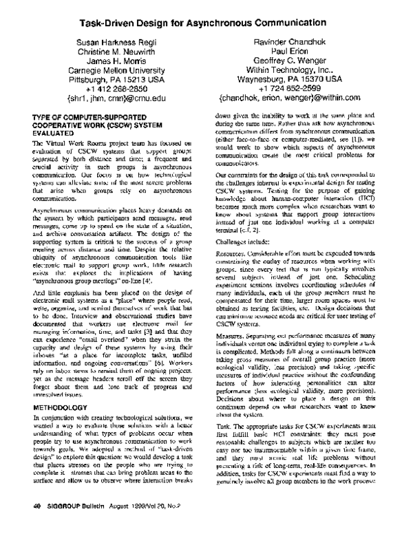 (PDF) Task-driven design for asynchronous communication