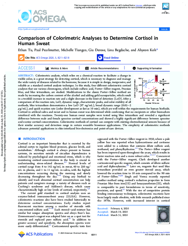 (PDF) The Detection of Cortisol in Human Sweat