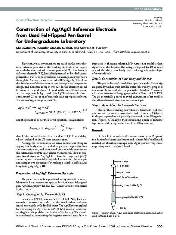 (PDF) Construction of Ag/AgCl Reference Electrode from Used Felt-Tipped ...