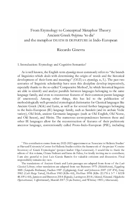 (PDF) From Etymology to Conceptual Metaphor Theory: Ancient Greek ...