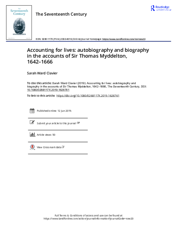 (PDF) Accounting for lives: autobiography and biography in the accounts ...