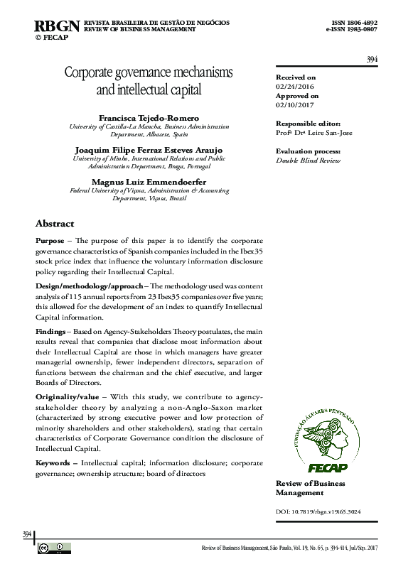 (PDF) Corporate governance mechanisms and intellectual capital