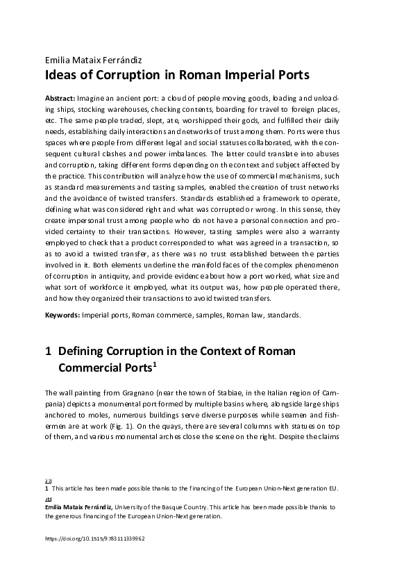 (PDF) 'Ideas of Corruption in Roman Imperial Ports', in Corruption in ...