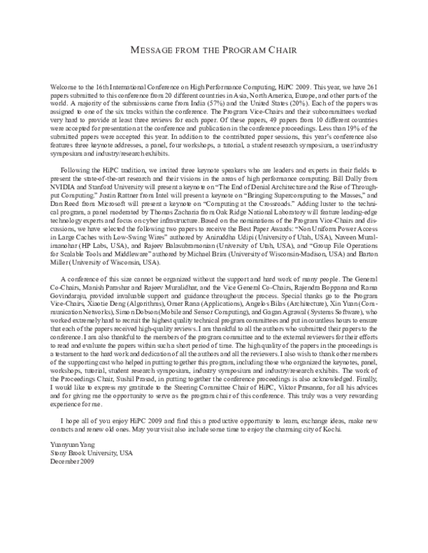 (PDF) Message from the program chair