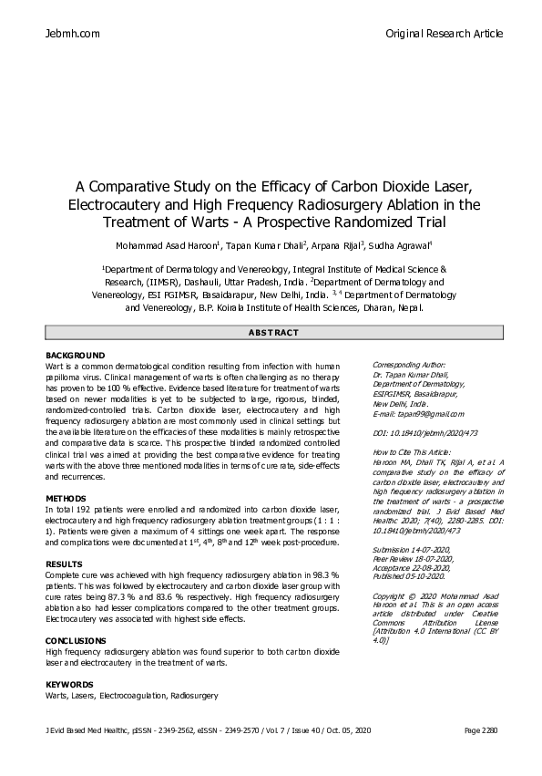 (PDF) A Comparative Study on the Efficacy of Carbon Dioxide Laser ...