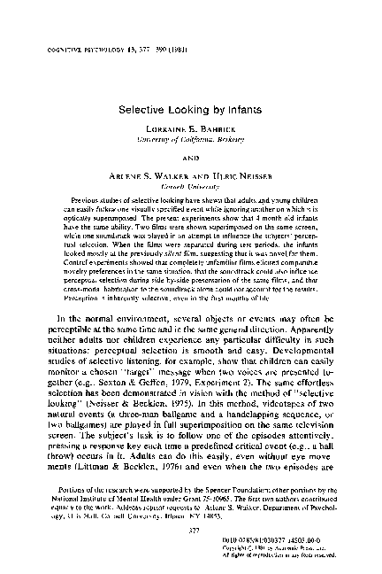 (PDF) Selective looking by infants