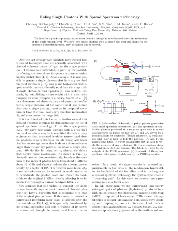 (PDF) Hiding Single Photons with Spread Spectrum Technology