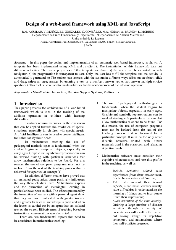 (PDF) Design of a web-based framework using XML and JavaScript