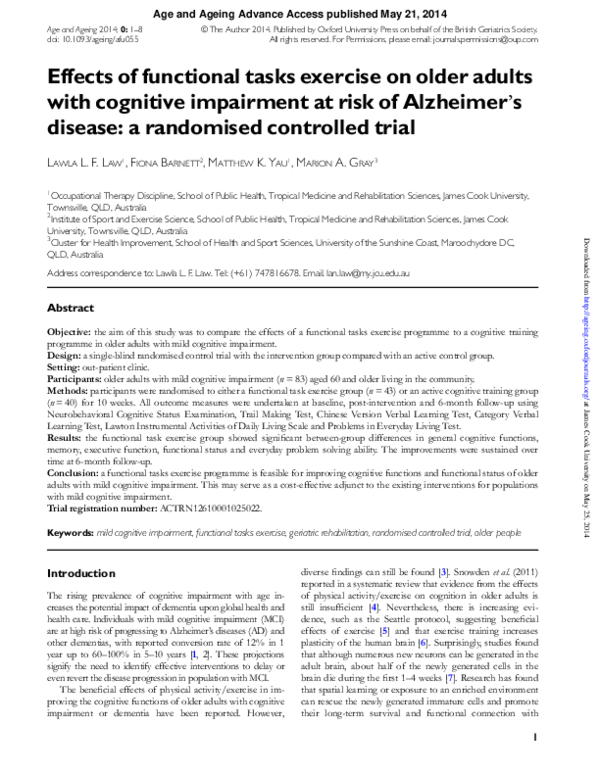 (PDF) Effects of functional tasks exercise on older adults with ...