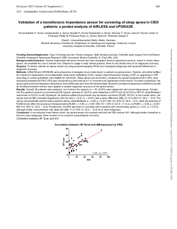 (PDF) Validation of a transthoracic impendance sensor for screening of ...