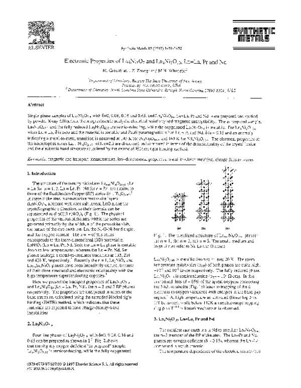 (PDF) Electronic properties of La3Ni2O7 and Ln4Ni3O10, Ln=La, Pr and Nd