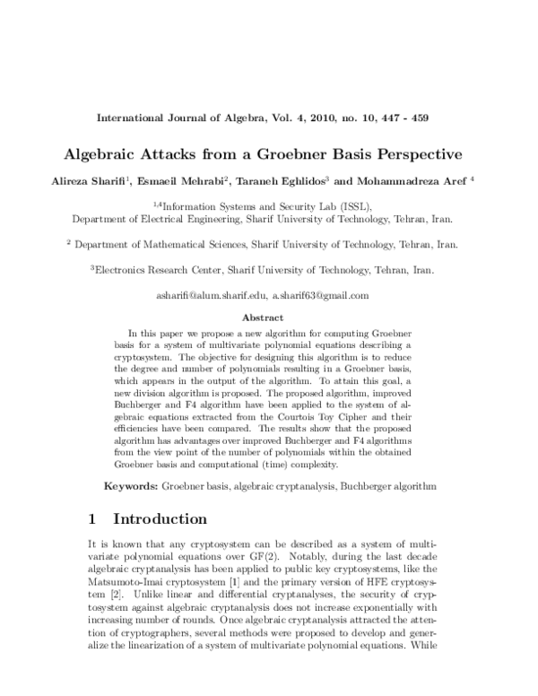 (PDF) Algebraic Attacks From a Groebner Basis Perspective