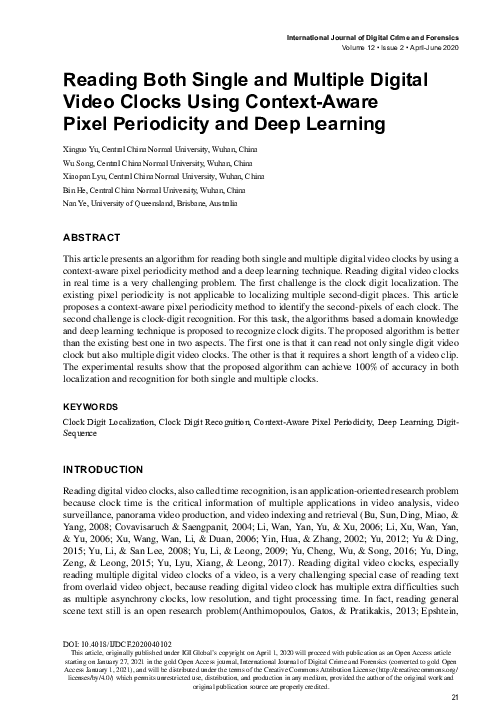(PDF) Reading Both Single and Multiple Digital Video Clocks Using ...