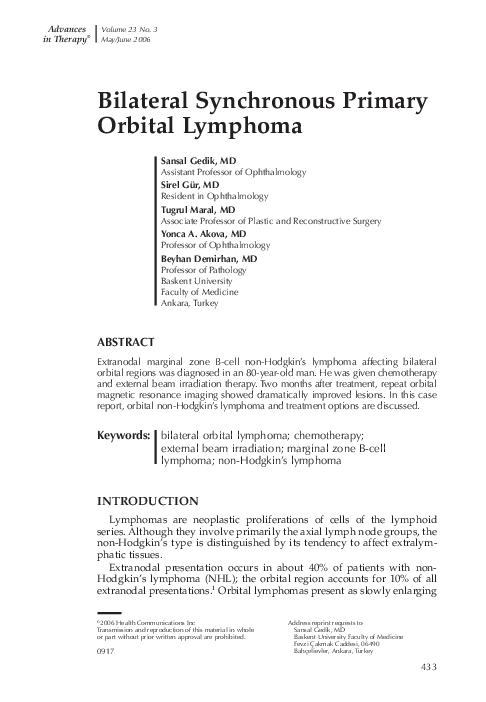 (PDF) Bilateral synchronous primary orbital lymphoma