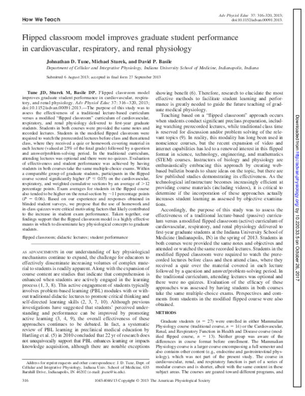 (PDF) Flipped classroom model improves graduate student performance in ...