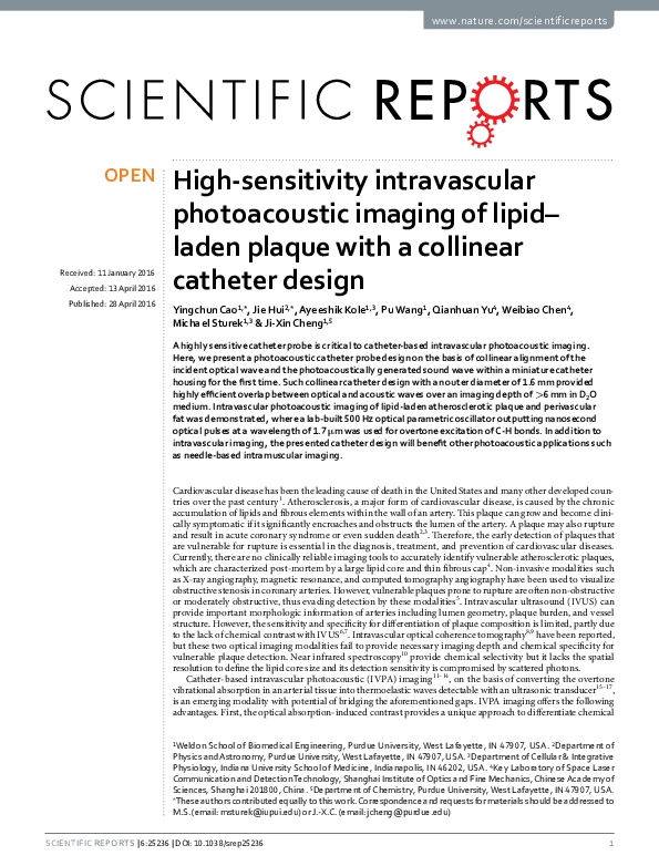 (PDF) High-sensitivity intravascular photoacoustic imaging of lipid ...