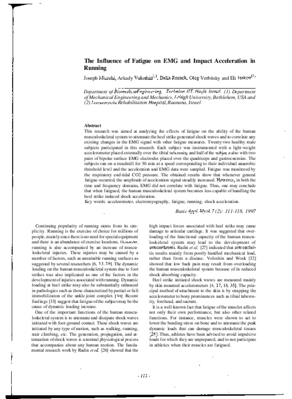 (PDF) The influence of fatigue on EMG and impact acceleration in running