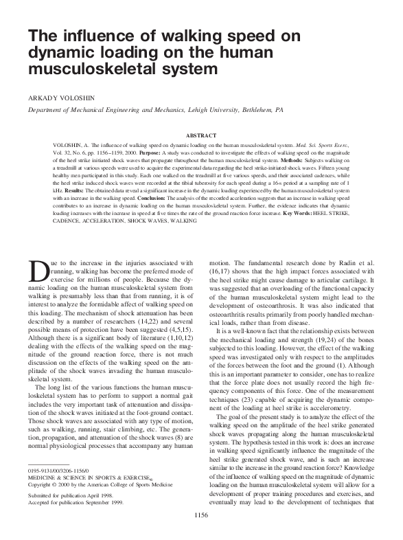 (PDF) The influence of walking speed on dynamic loading on the human ...