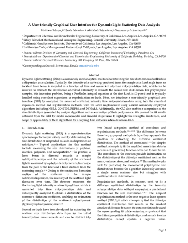 (PDF) A User-friendly Graphical User Interface for Dynamic Light ...