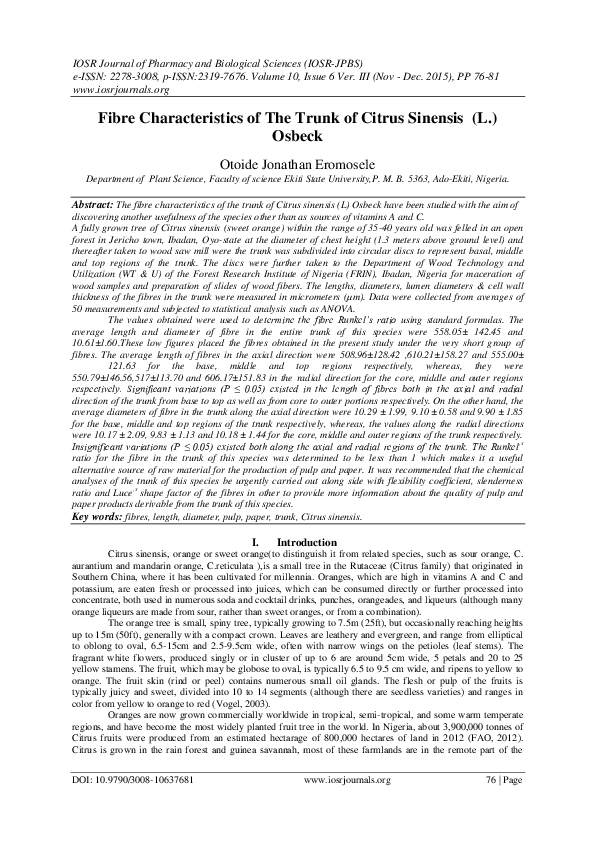 (PDF) Orange ( Citrus sinensis (L.) Osbeck)