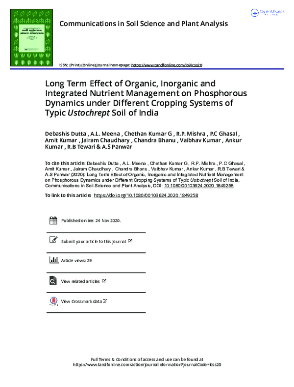 (PDF) Long Term Effect of Organic, Inorganic and Integrated Nutrient ...