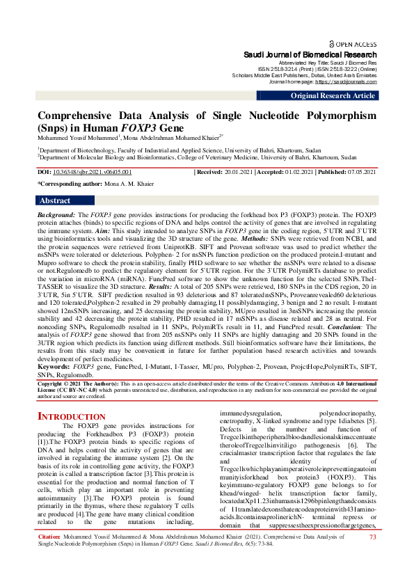 (PDF) Comprehensive Data Analysis of Single Nucleotide Polymorphism ...