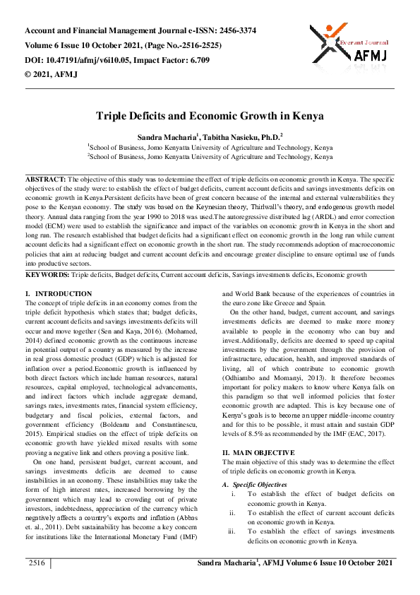 (PDF) Triple Deficits and Economic Growth in Kenya