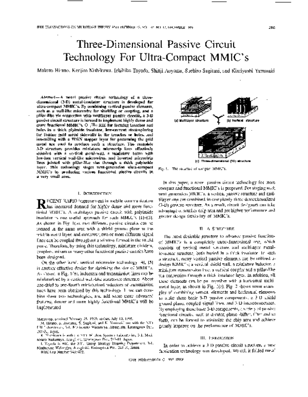 (PDF) Three-dimensional passive circuit technology for ultra-compact MMICs