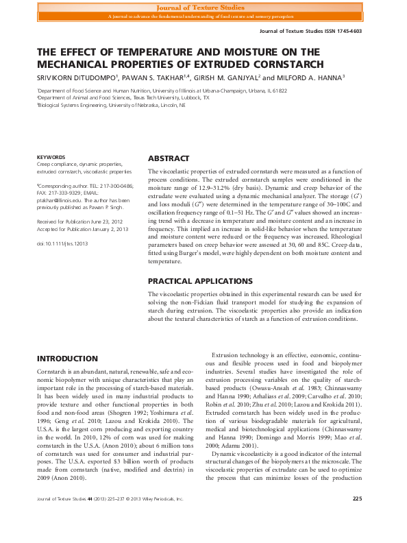 (PDF) The effect of temperature and moisture on the mechanical ...