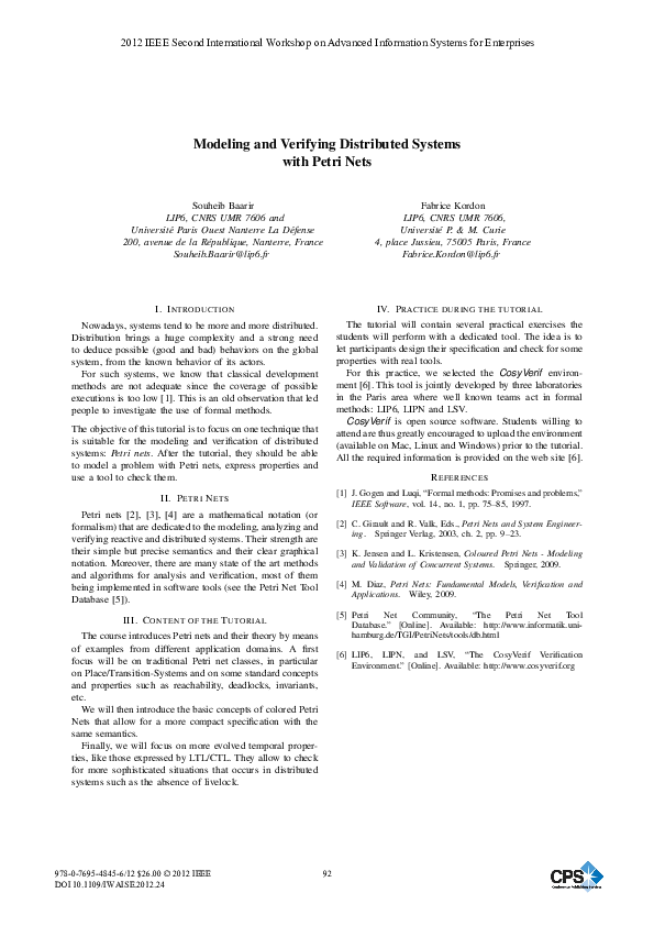 (PDF) Tutorial 1: Modeling and Verifying Distributed Systems with Petri ...