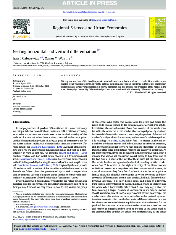 (PDF) Nesting horizontal and vertical differentiation