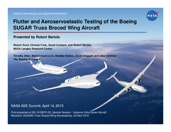 (PDF) Flutter and Aeroservoelastic Testing of the Boeing SUGAR Truss ...