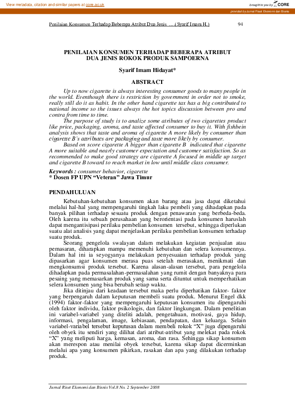 (PDF) Penilaian Konsumen Terhadap Beberapa Atribut Dua Jenis Rokok ...
