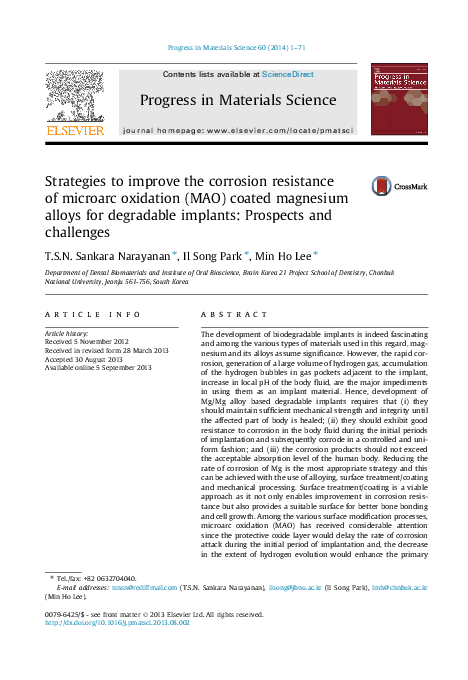 (PDF) Strategies to improve the corrosion resistance of microarc ...