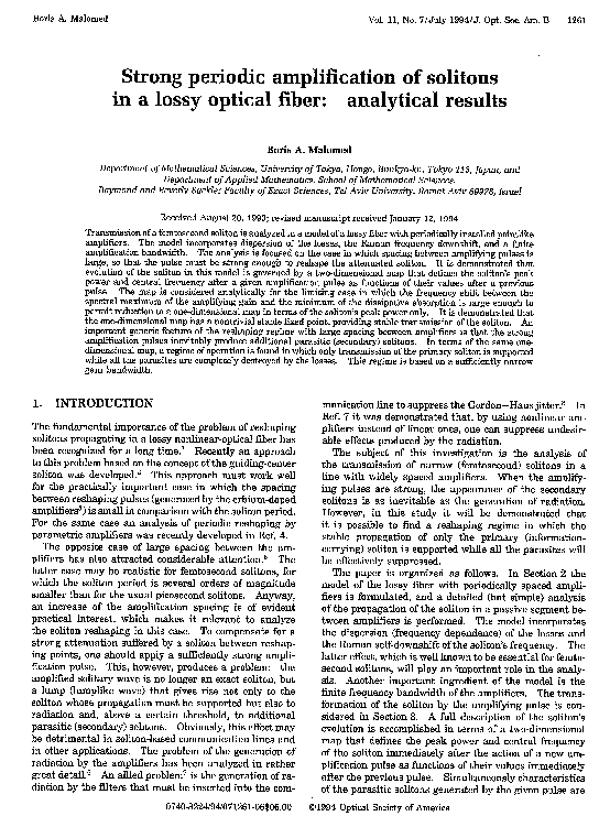 (PDF) Strong periodic amplification of solitons in a lossy optical ...