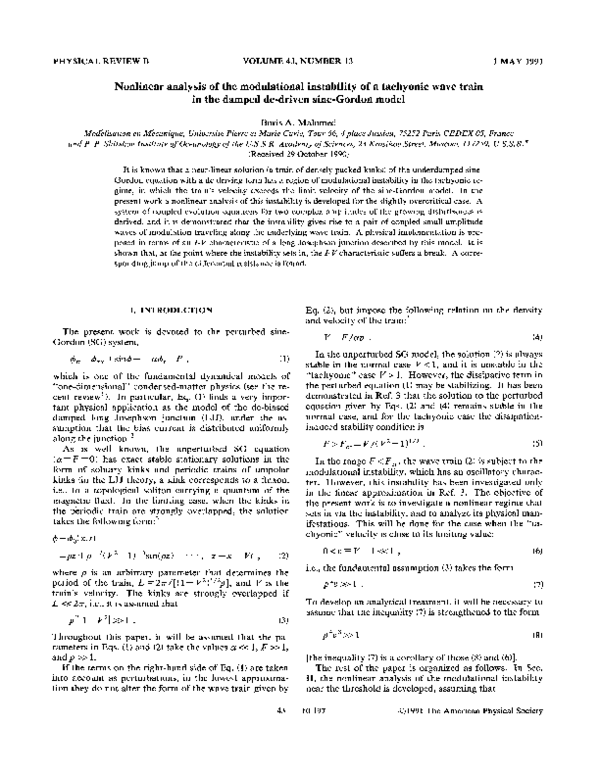 (PDF) Nonlinear analysis of the modulational instability of a tachyonic ...