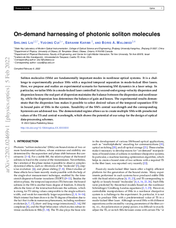 (PDF) On-demand harnessing of photonic soliton molecules
